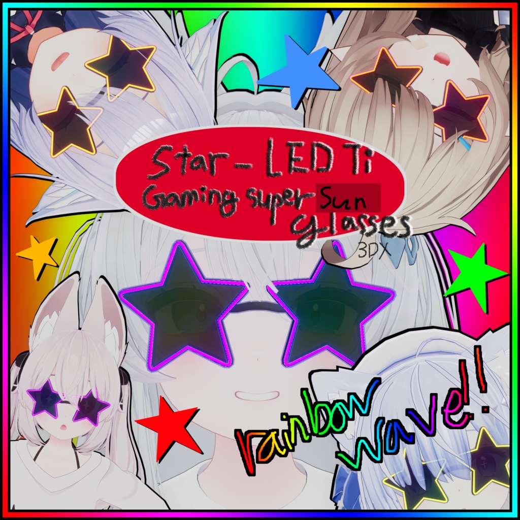 [VRchat] Rainbow LEDstar sunglasses image