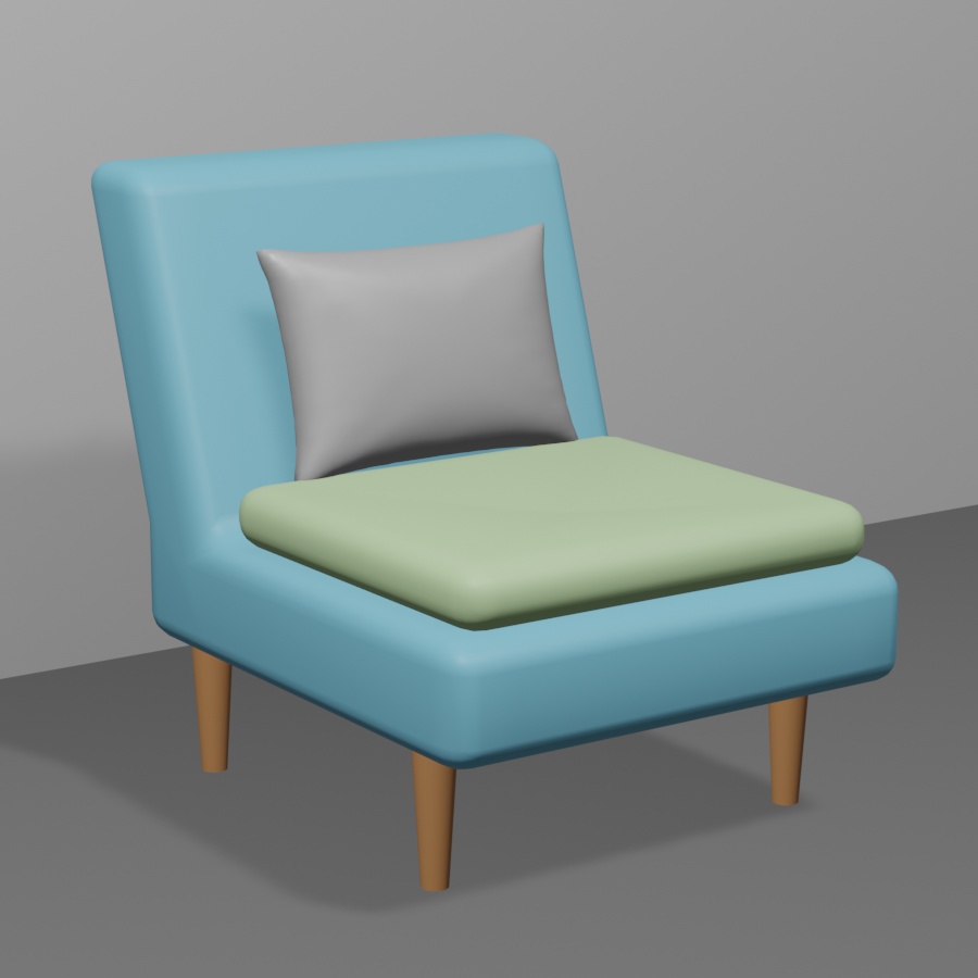 イス（ソファ）3Dモデル 無料／Chair(sofa) 3D model free／Blender fbx image