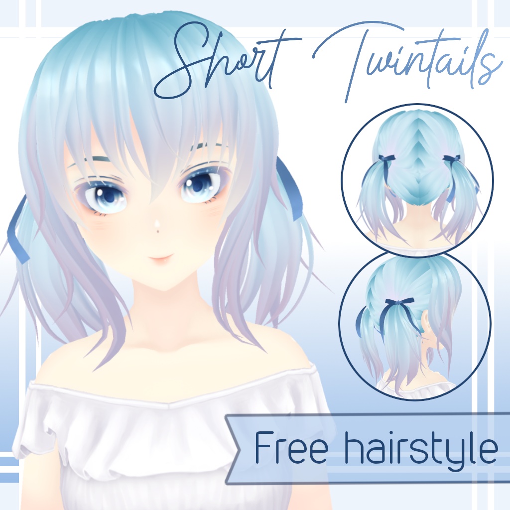 【FREE/無料】「Vroid Hair preset」Short twintails image