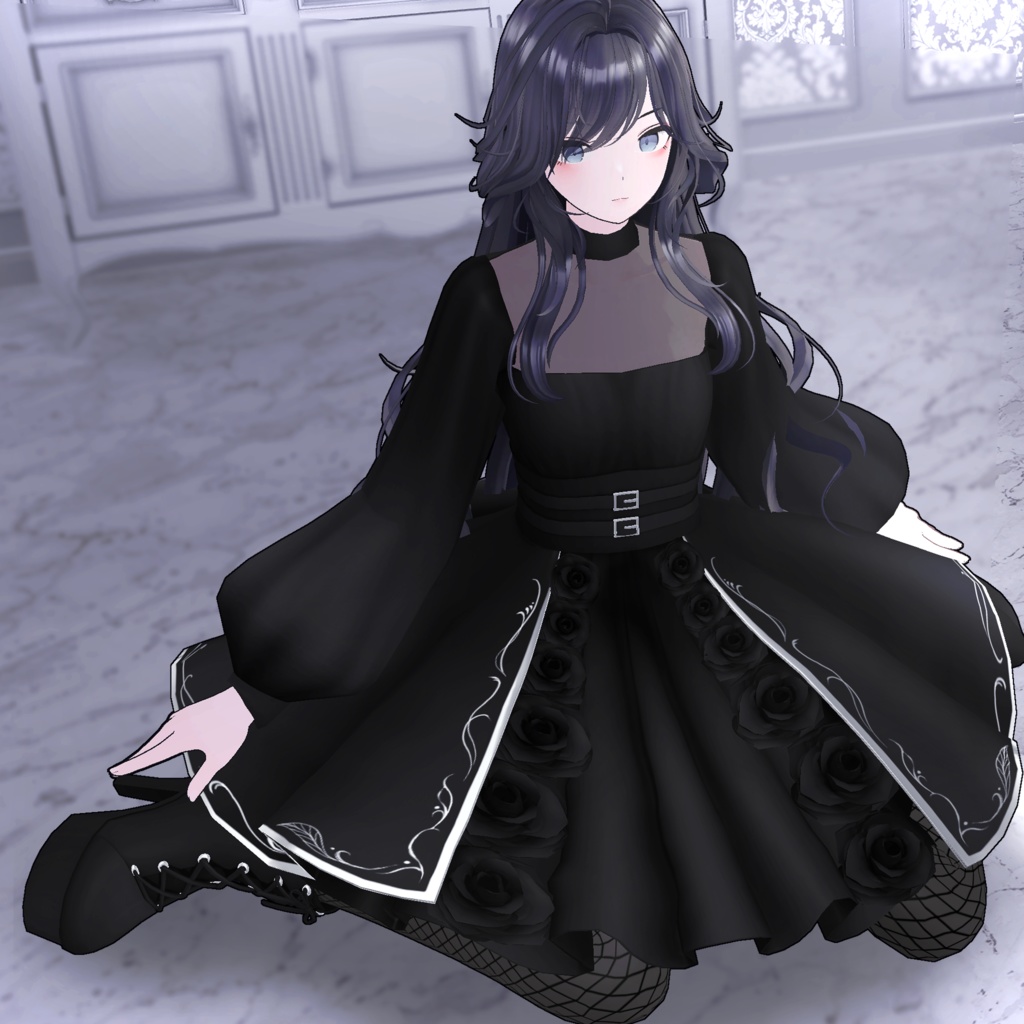 [Skinning-ready costume] Black Rose Dress image