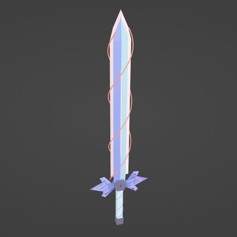 剣 結晶 3Dモデル 無料／Crystal sword 3D model free／Blender fbx image