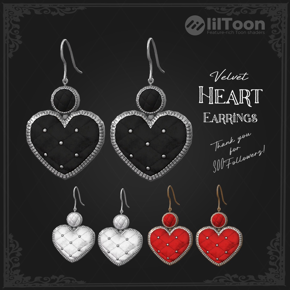 Velvet Heart Earrings【300Followers.:*♡】 image