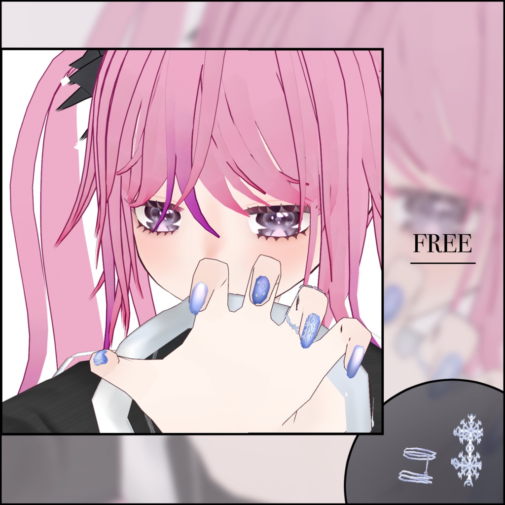 【無料/Free】冬っぽいネイルと指輪【vroid用】 image