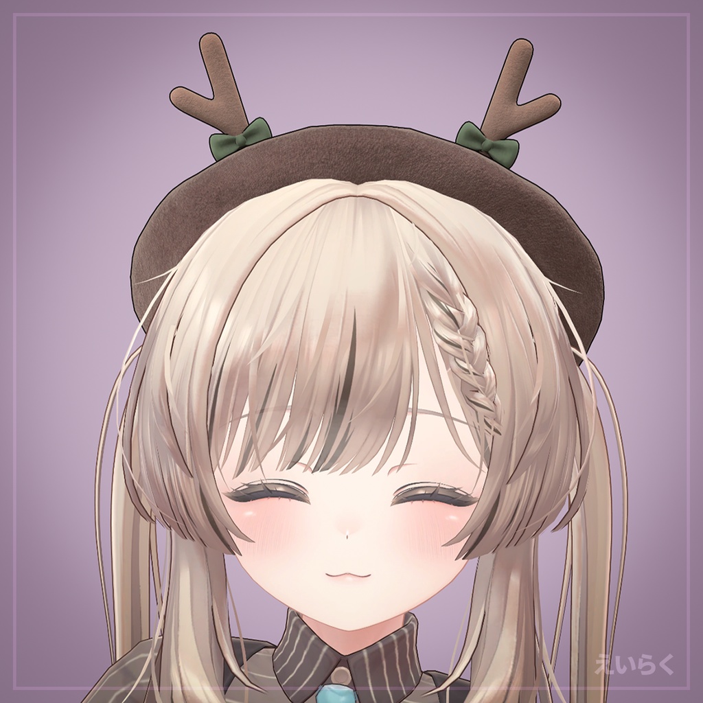 【VRChat想定】馴鹿ベレー帽　Reindeer Beret Hat image