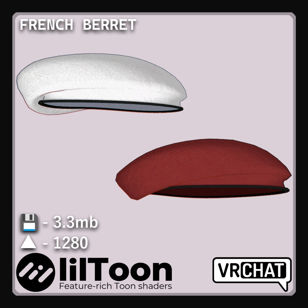 French beret for various 3D models image