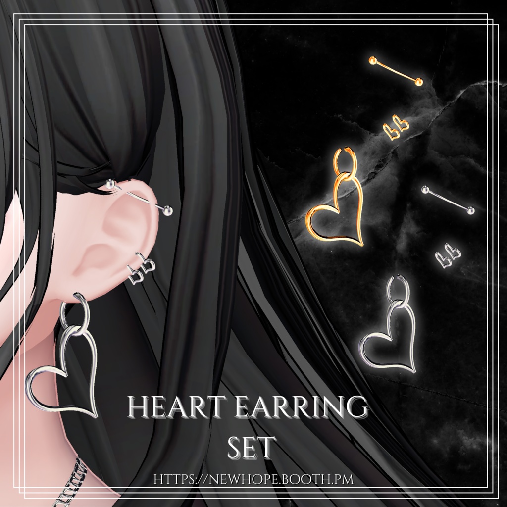 『6アバター対応』HEART EARRING SET #NEWHOPE image