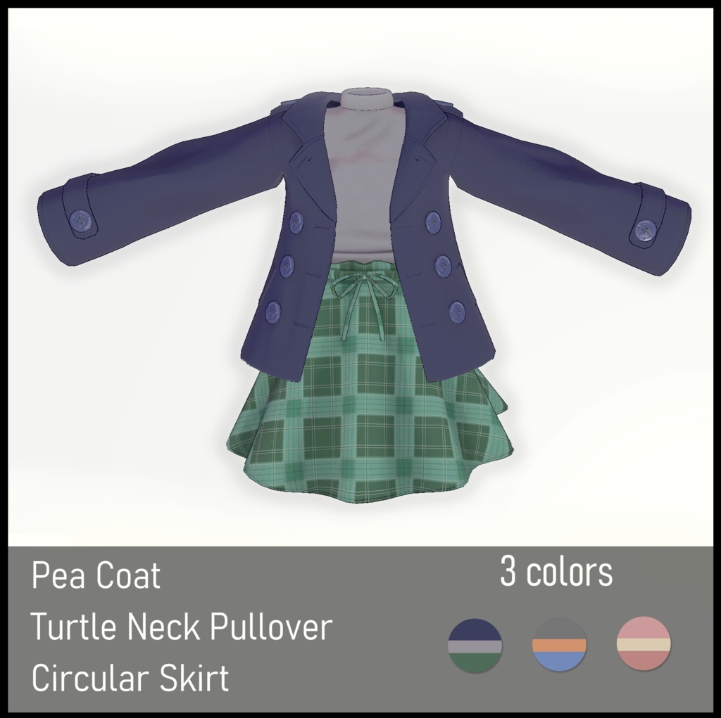 Pea coat, turtleneck pullover, circle skirt [Girls' * Children's clothing] image