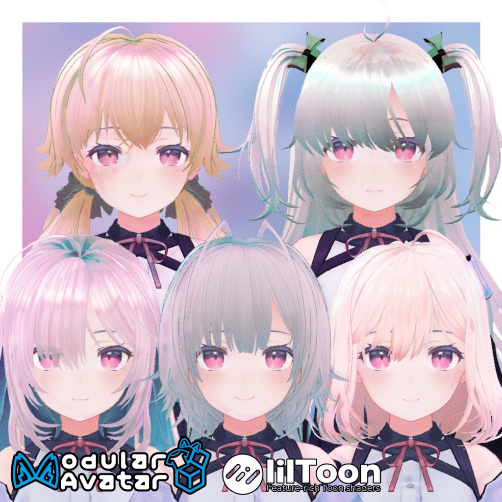 【桔梗(Kikyo)ちゃん用】ヘアセットvol.2 全5種！Modular Avatar対応  image