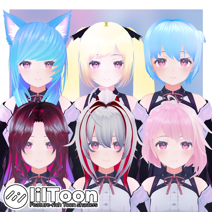 【桔梗(Kikyo)ちゃん用】ヘアセットvol.1 全5種！Modular Avatar対応 image
