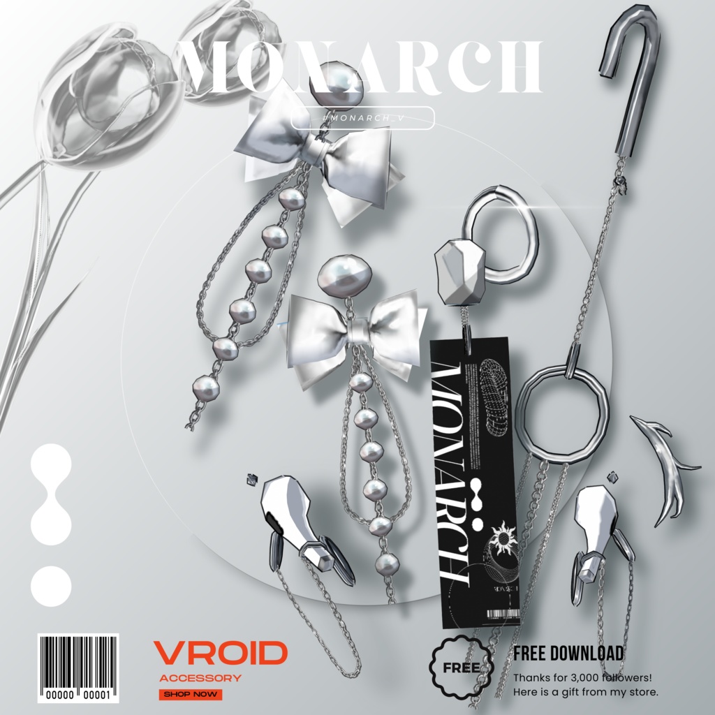 【free/無料】VRoidピアス3種セット　#MONARCH_V image