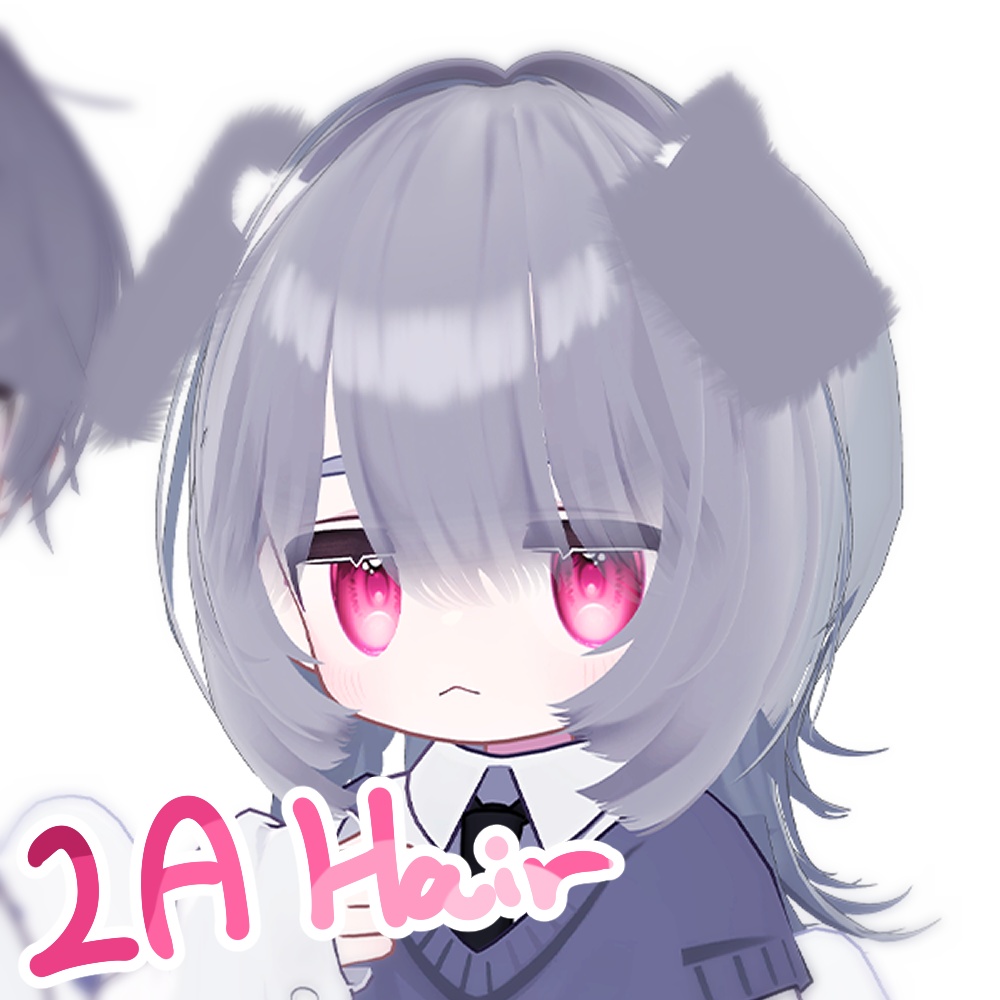 🐶 2A Hair 🐱 with けもみみ(ワンちゃん,ねこ) ヘアバンドㅡ 【 VRChat Hair 】 image