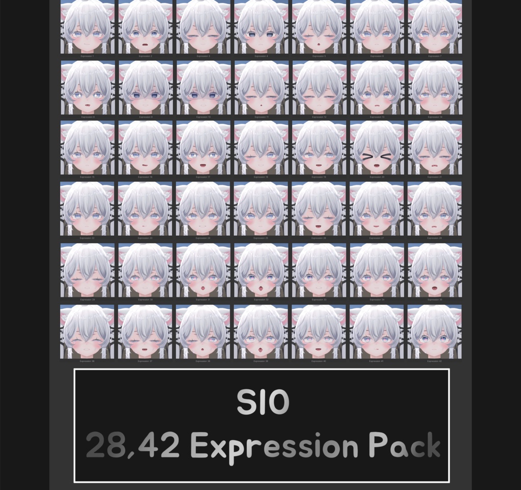 しお[Sio] 3.0 SDK, VCC用 28,42個 表情 パッケージ [28,42 Face Emote Package] image