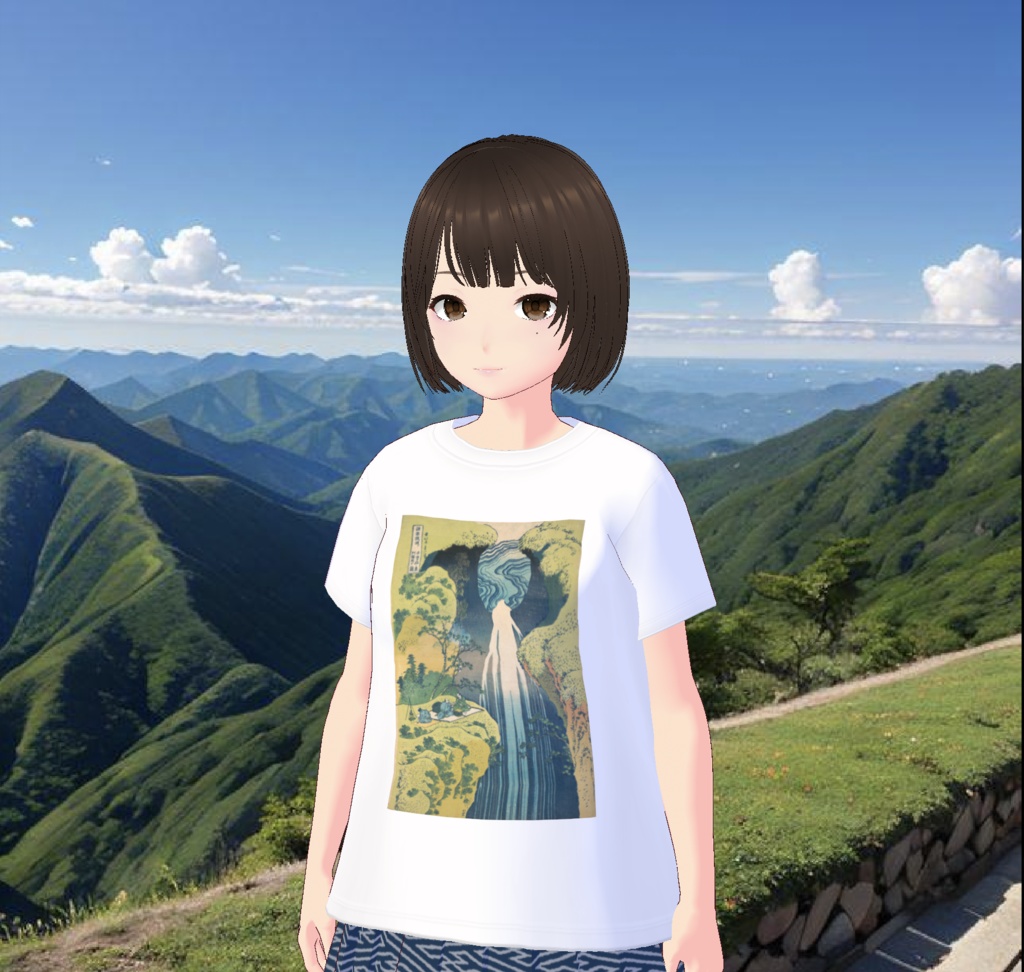 【無料 / Free】葛飾北斎 滝Tシャツ Hokusai printed T-shirt image