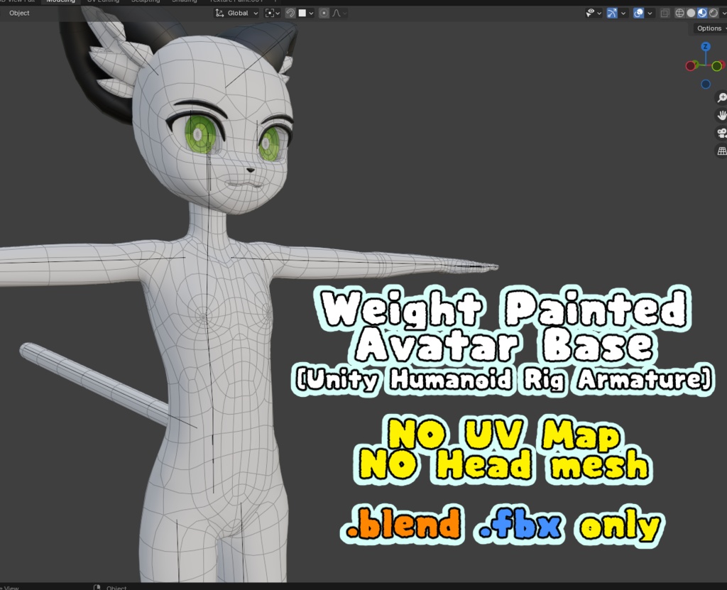 アニメとケモノアバターボディベース .blend .fbx image