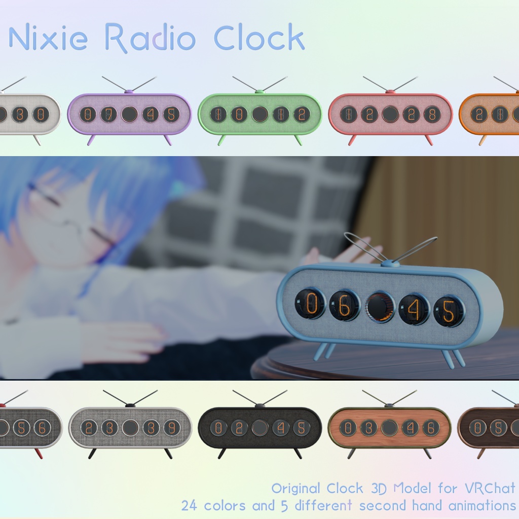 VRChat用置時計 Nixie Radio Clock image
