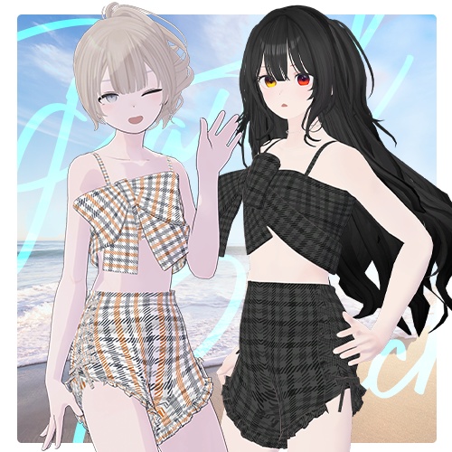  🌊Pastel check Monokini🌊  - 【 VRC Clothes 】 image