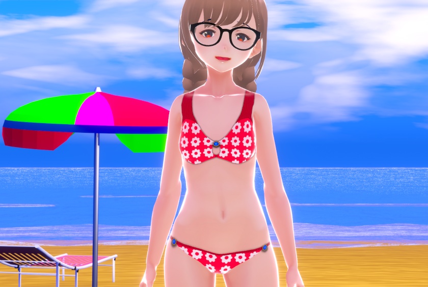 VRoidStudio用水着（ビキニ）テクスチャ・背景画像付き image