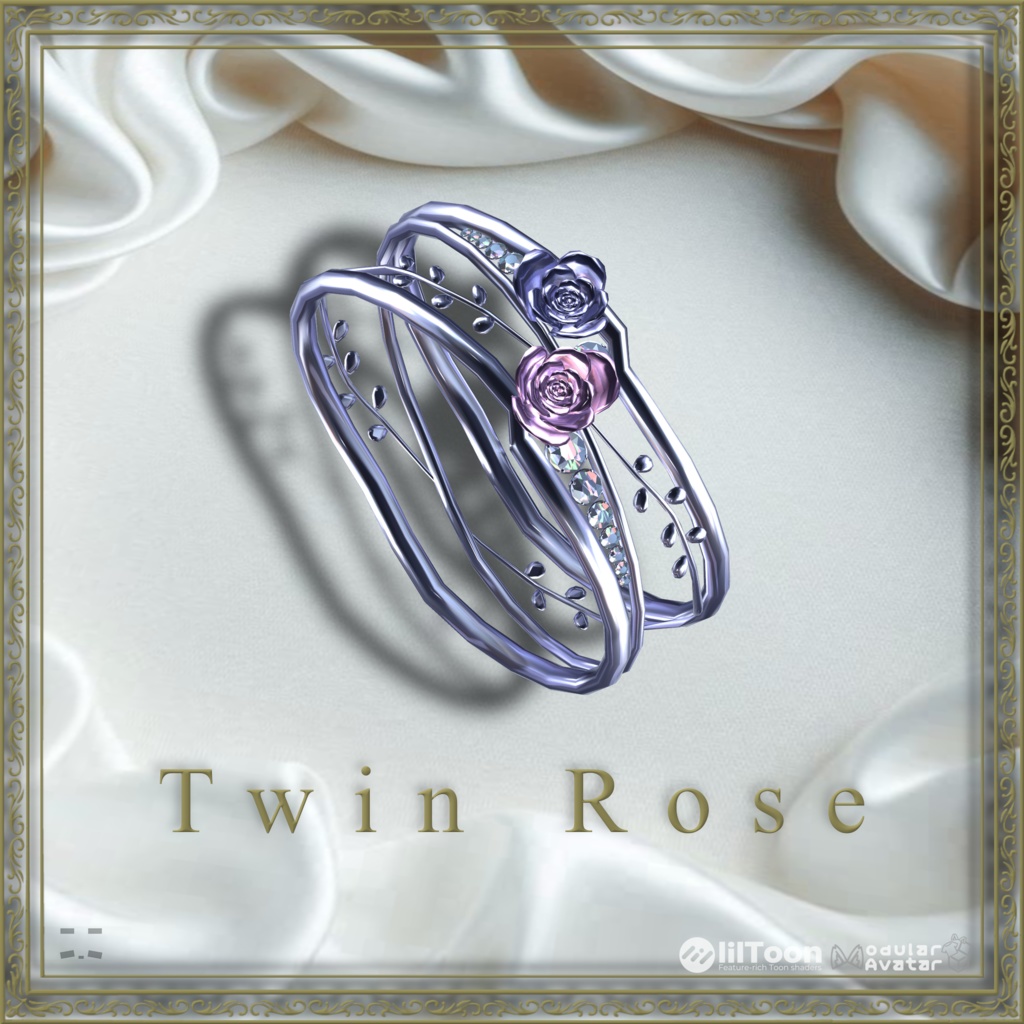💍VRChat accessory💍　🌹Twin Rose🌹【10Color×5Color 20Avatar対応】 image