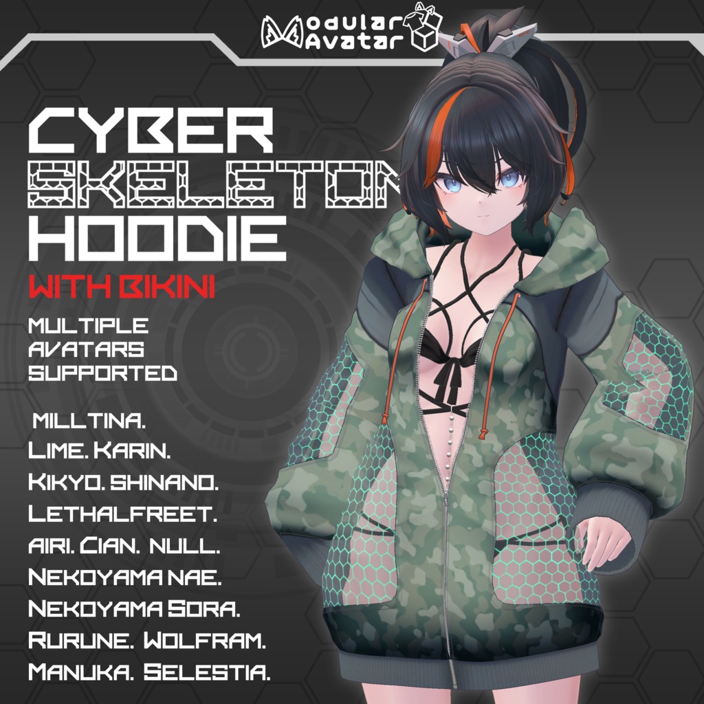 【複数アバター対応】サイバースケルトンパーカーwithビキニ【MA対応】 image