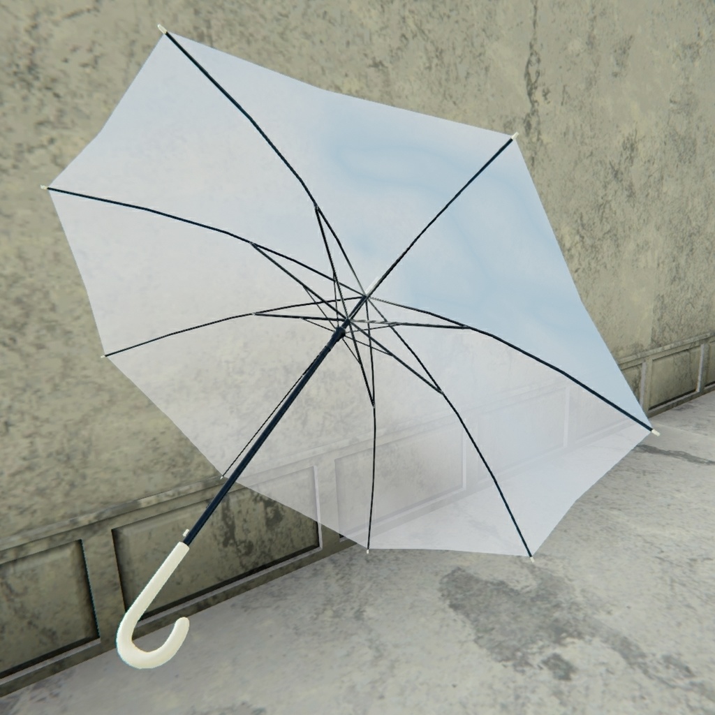 【3Dモデル】閉じれる傘 裏表別マテリアルでUV展開済み ボタン別パーツ image