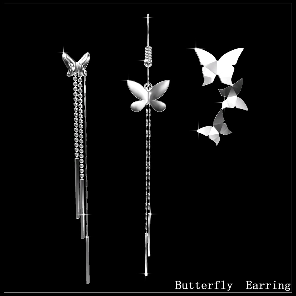 【VRChat用】蝶々のピアス セット Butterfly Earring image