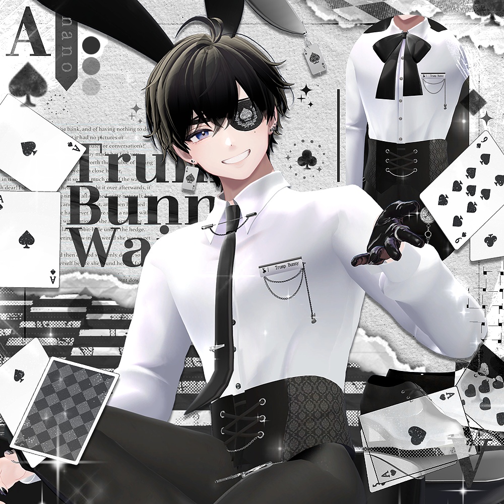 【6アバター対応】Trump Bunny Waiter / 水瀬(Minase) / 狛乃(Komano) / 怜(Rei) /デミアン(Demian) / くうた(Kuuta) / +Head / 怜(Rei) / デミアン(Demian) /  suit / (formal dress (VRC) image