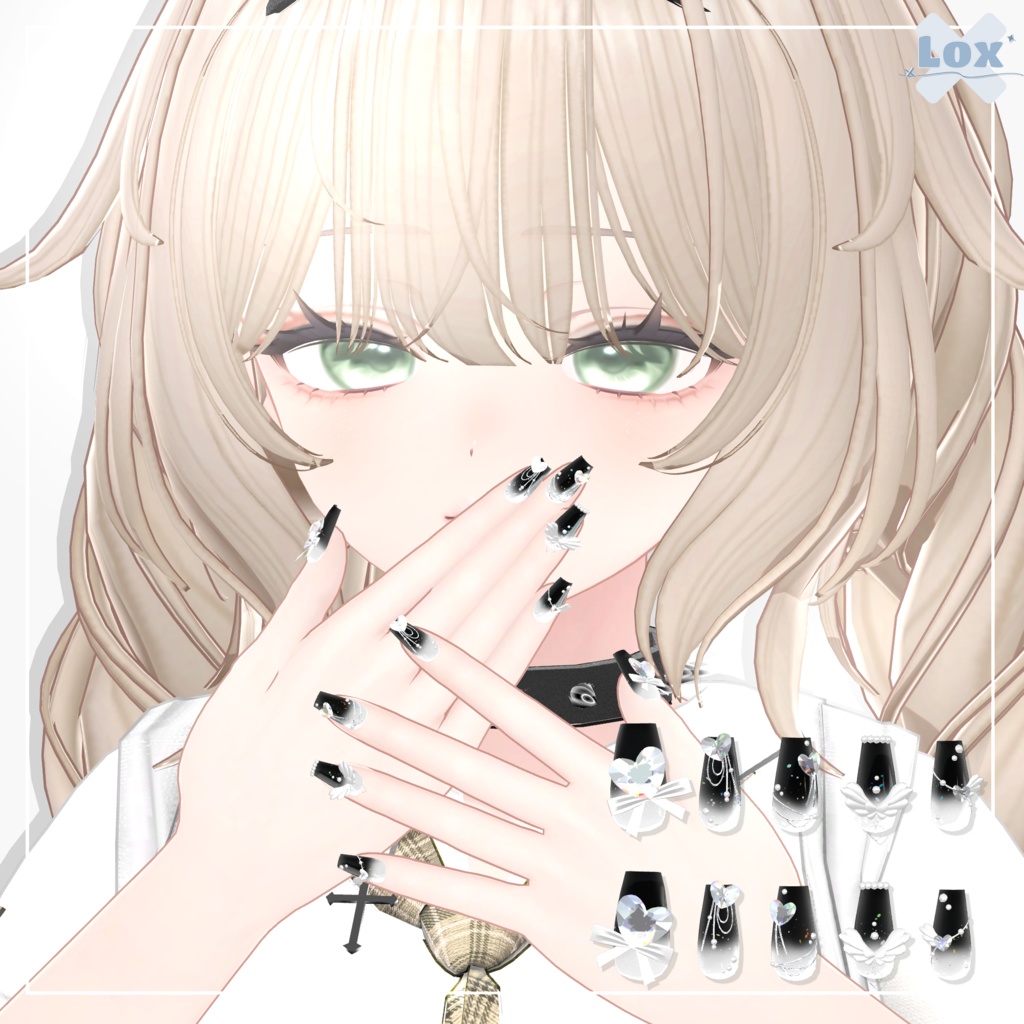 【7アバター対応】 Heart Wings Nail image