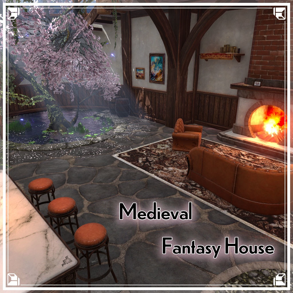 【VRCワールド】中世ファンタジーハウス(家具フルセット84点) image