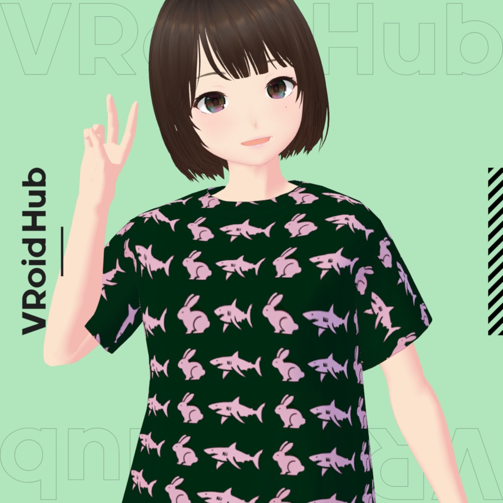 【無料 / Free】ウサギとサメTシャツ Rabbit and Shark T-shirts image