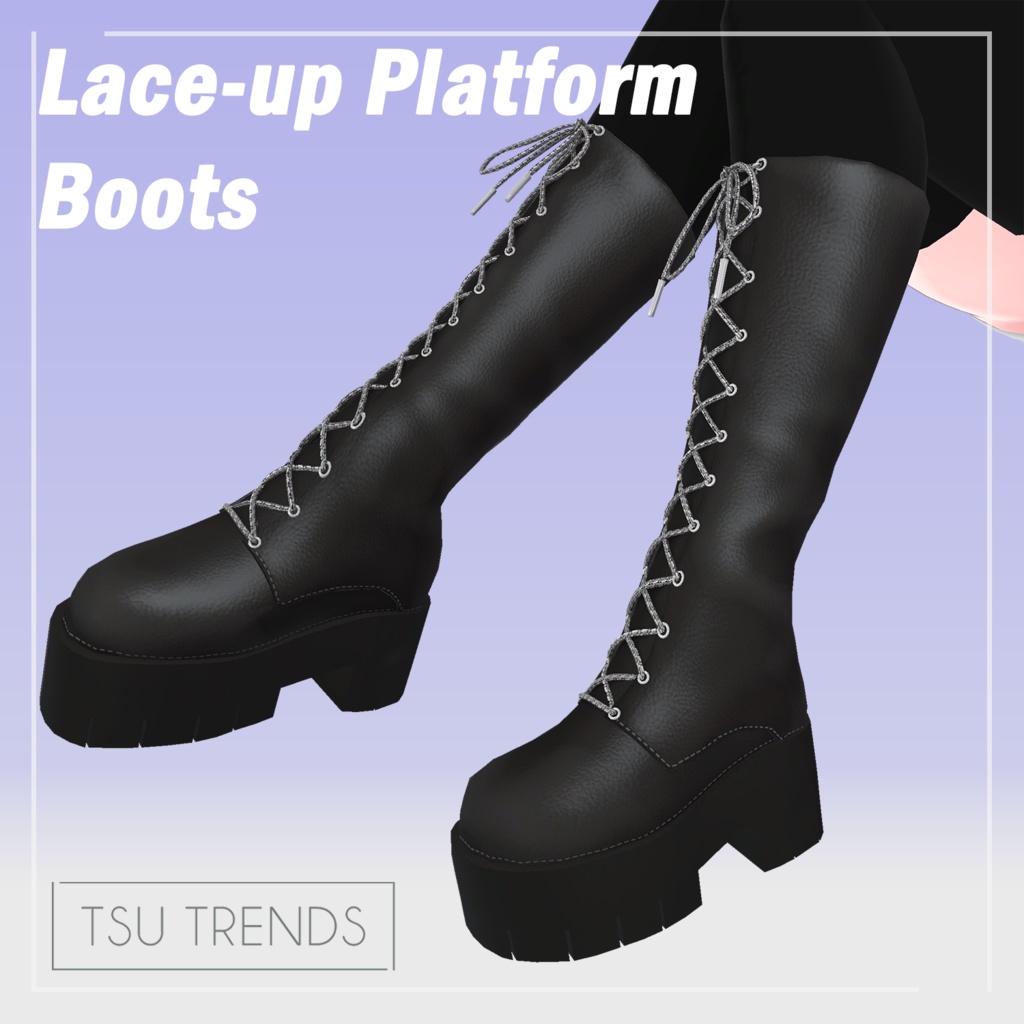【9アバター対応】- Lace-up Platform Boots image