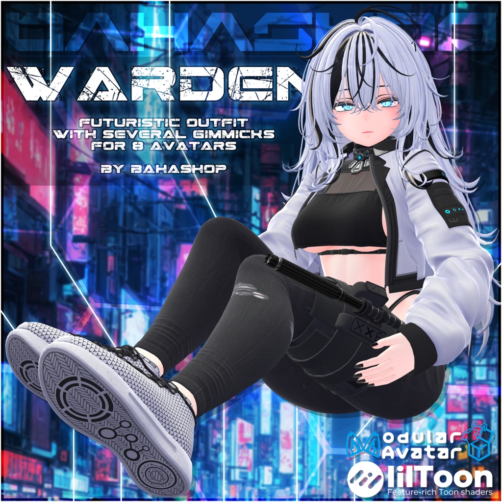 【9アバター対応】Warden｜ギミック入り小道具・衣装セット image
