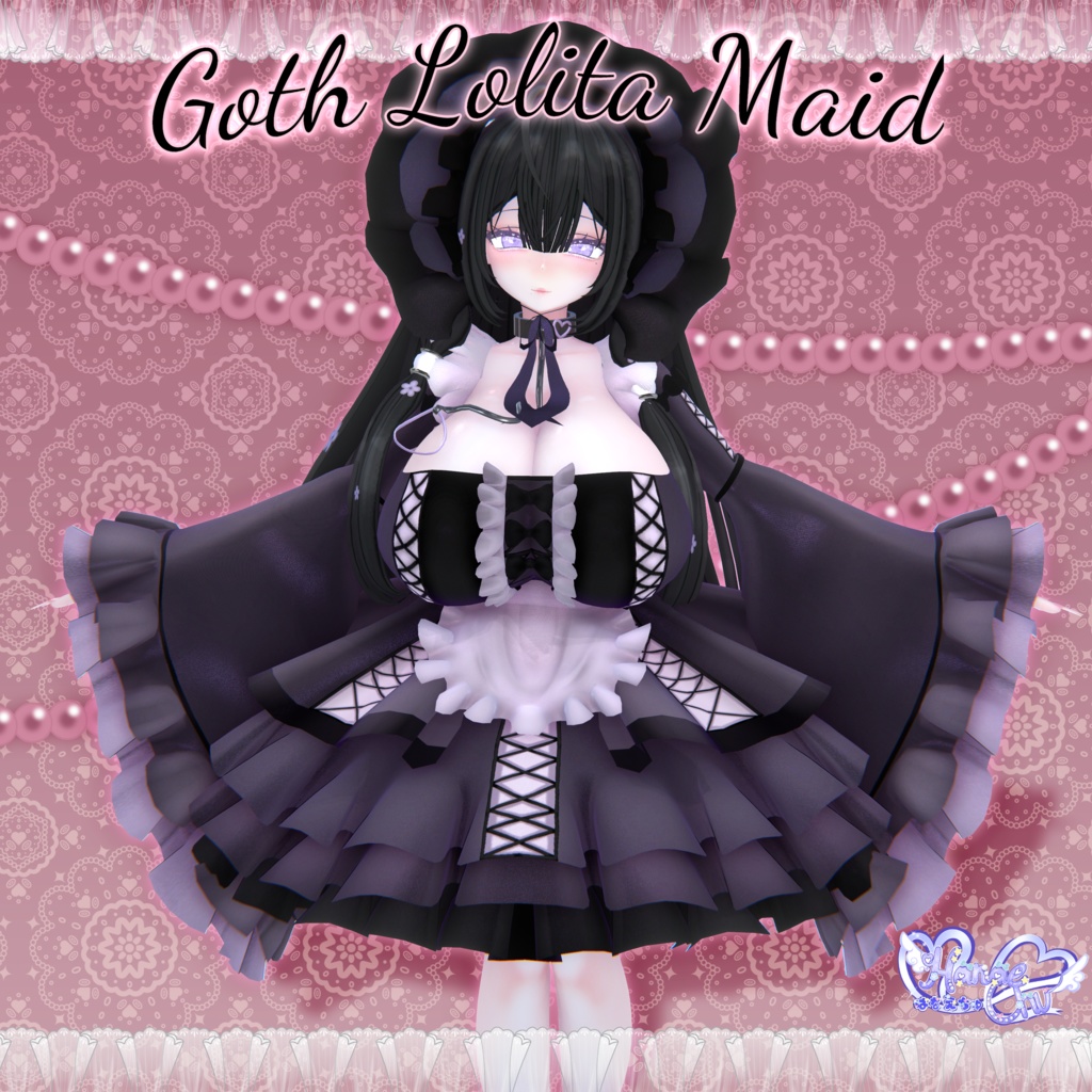 「伊邪那美」Lolita Maid Outfit Set †𓆩♡𓆪† ロリタメイド 衣装 セット 3D Model Unitypackage Modular Avatar image
