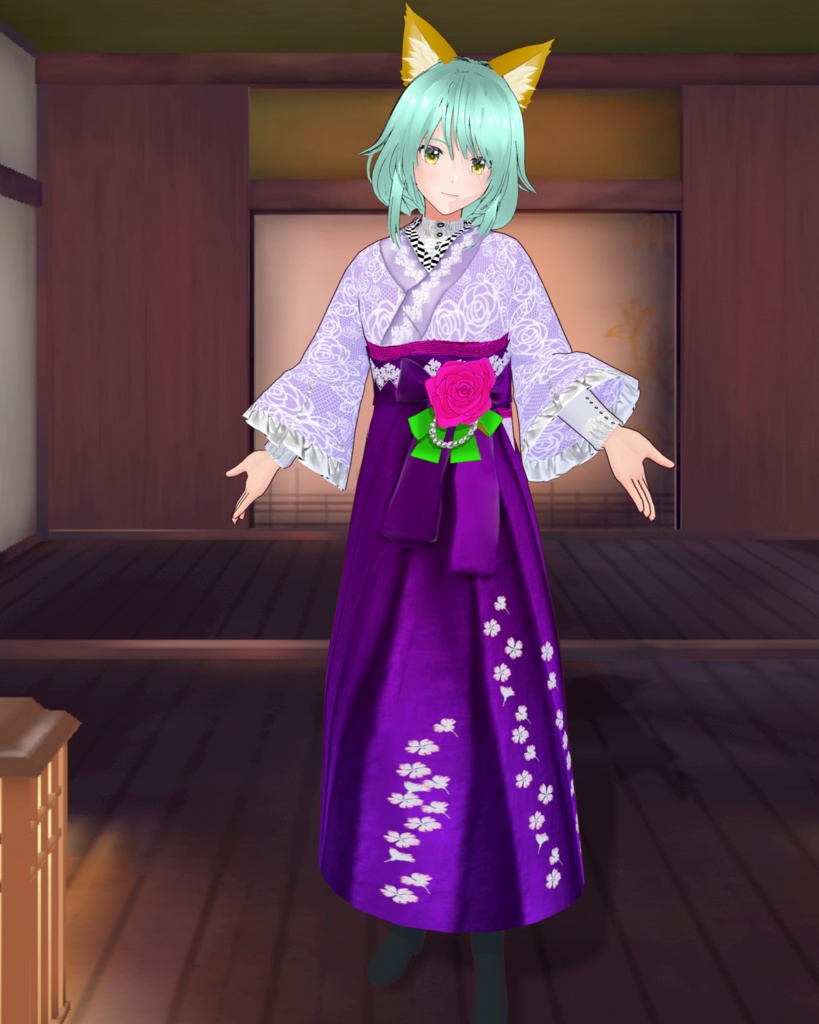袴シリーズブーツセット　薔薇とレース image