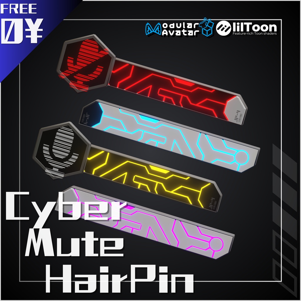 【ミュート連動】Cyber Mute Hairpin【無料】 image