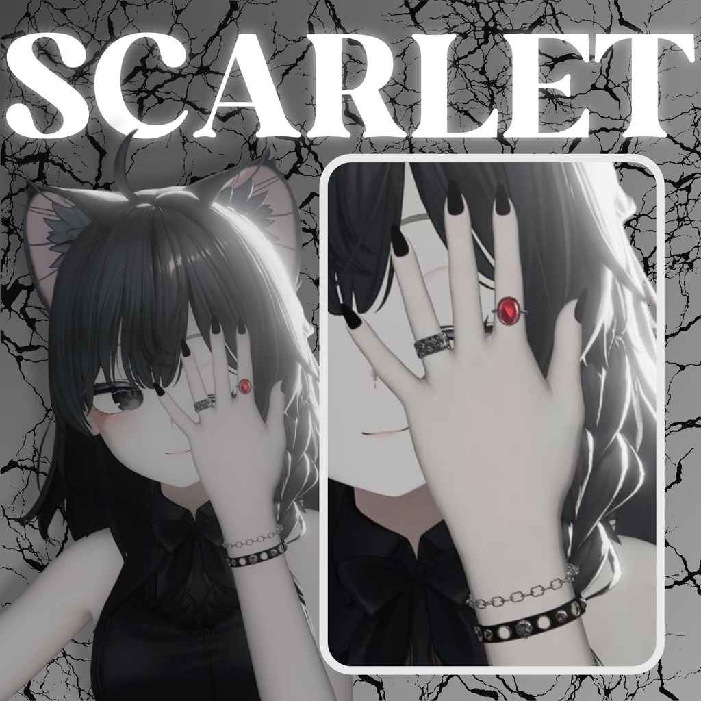 【VRChat向けアクセサリー】Scarlet（ブレスレット、指輪） image