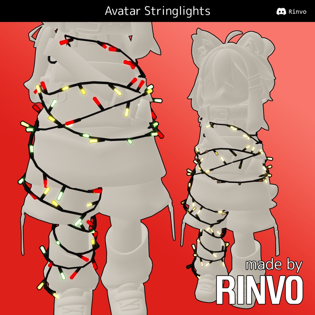 Avatar Stringlights / Christmas lights (VRChat Avatar asset rigged for Mamehinata, GodMagician, Rusk, PandaV2, Runa, Luna, Rindo, Celestia, VRBase Egirl, Fantasy, Anime, ZinFit) image