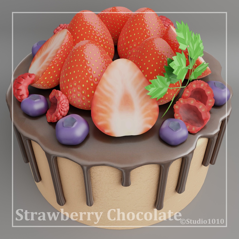ケーキ vol.8_苺チョコレートのホールケーキ image