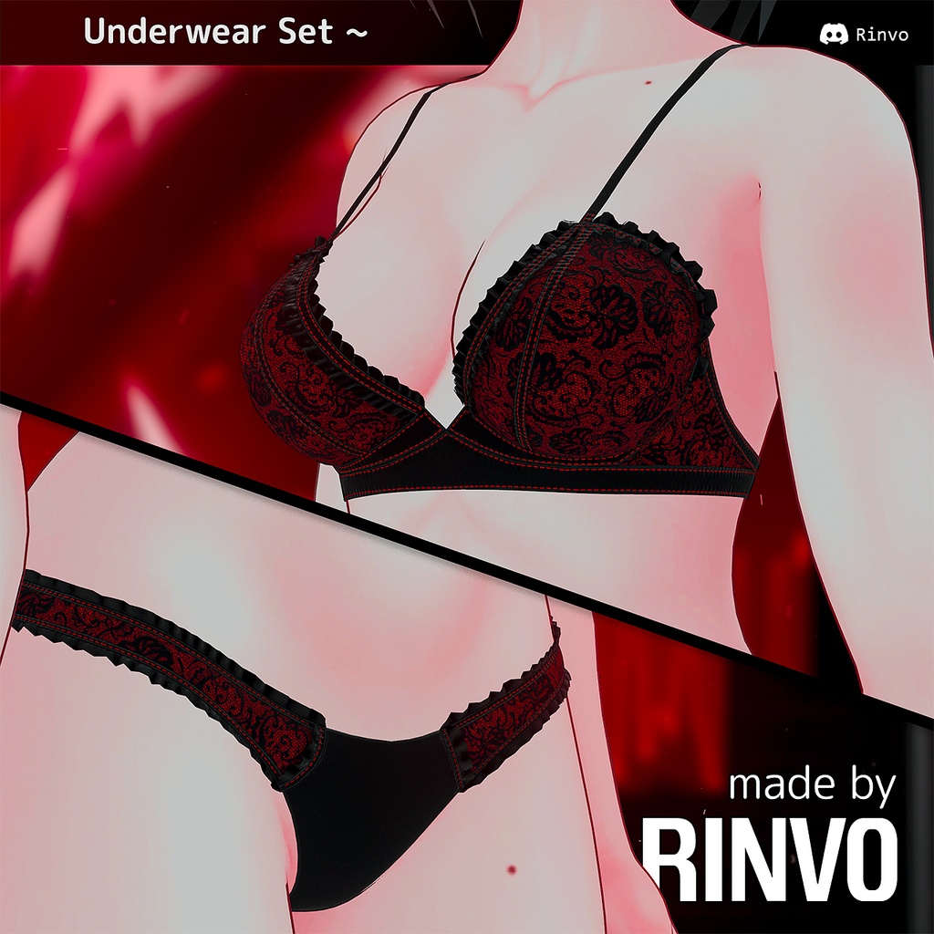 Underwear Set / Lingerie / Pantie / Bra (VRChat asset rigged for GodMagician, VRBase EGirl, VRBase Anime, ZinFit, Selestia) image