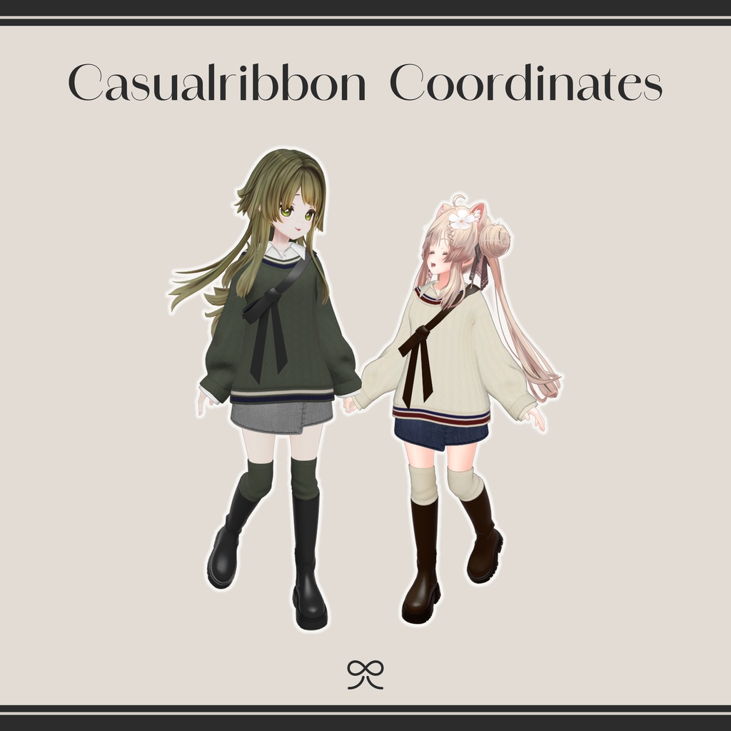 casual ribbon coordinates 【VRC　3D衣装モデル】リボンバッグのお散歩コーデ image
