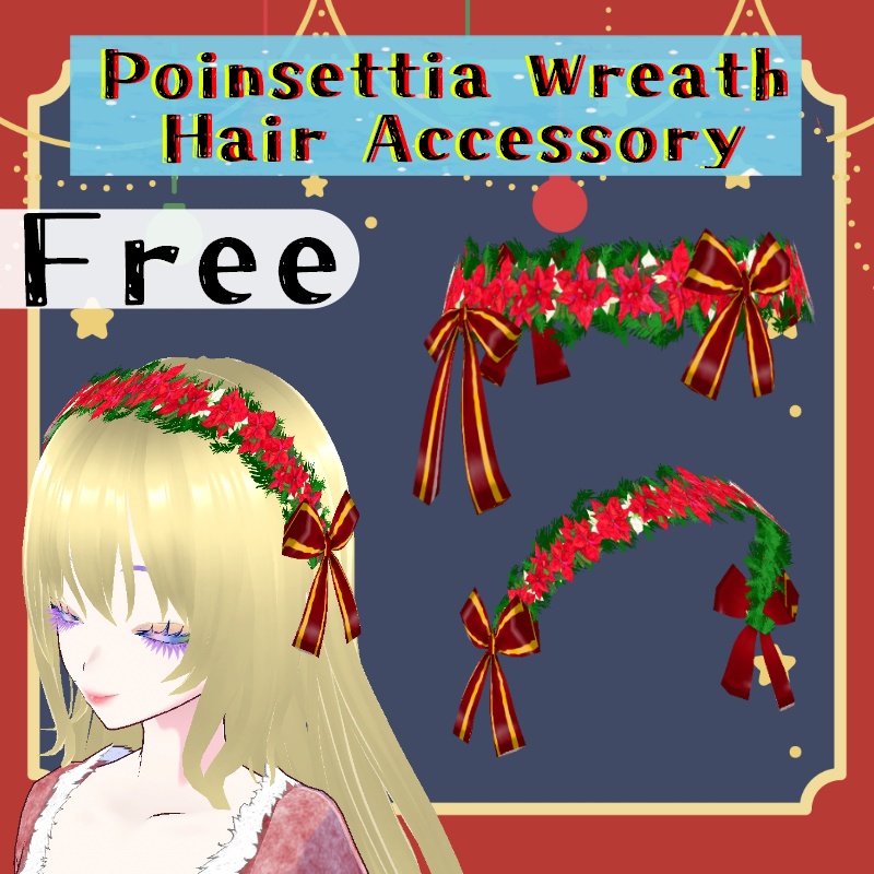 VRoid【Free / 無料】ポインセチアのリース poinsettia wreath image