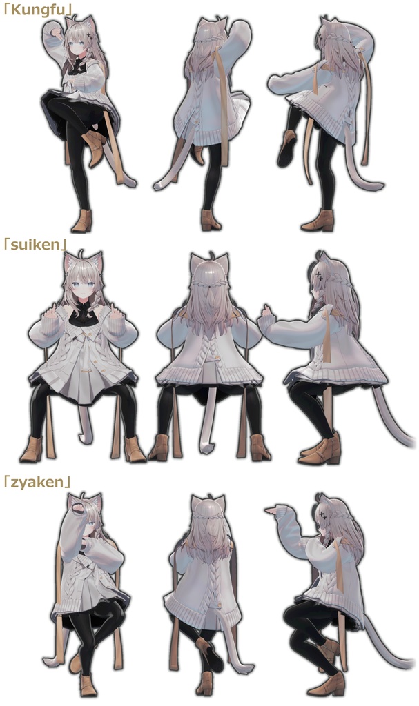 Set of Three Kung Fu-Style Pose Animations image