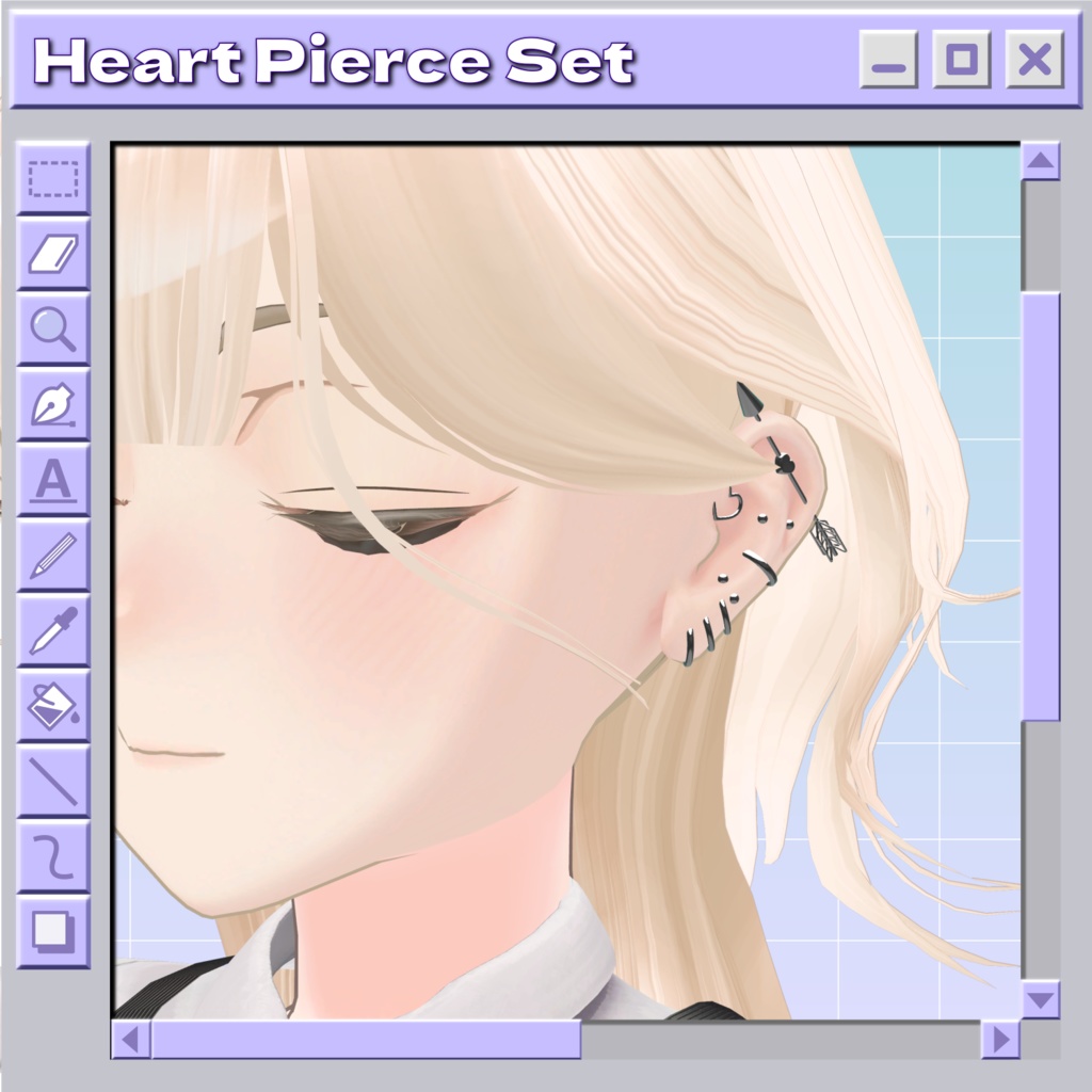【VRChat想定】Heart Pierce Set【ピアスセット】 image