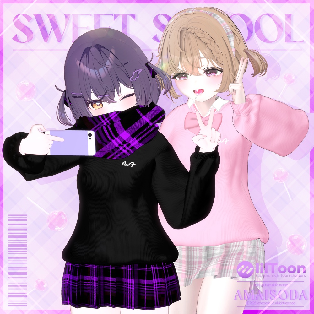 🍭sweet school uniform with scarf + candy🍭かわいい制服🍫 image