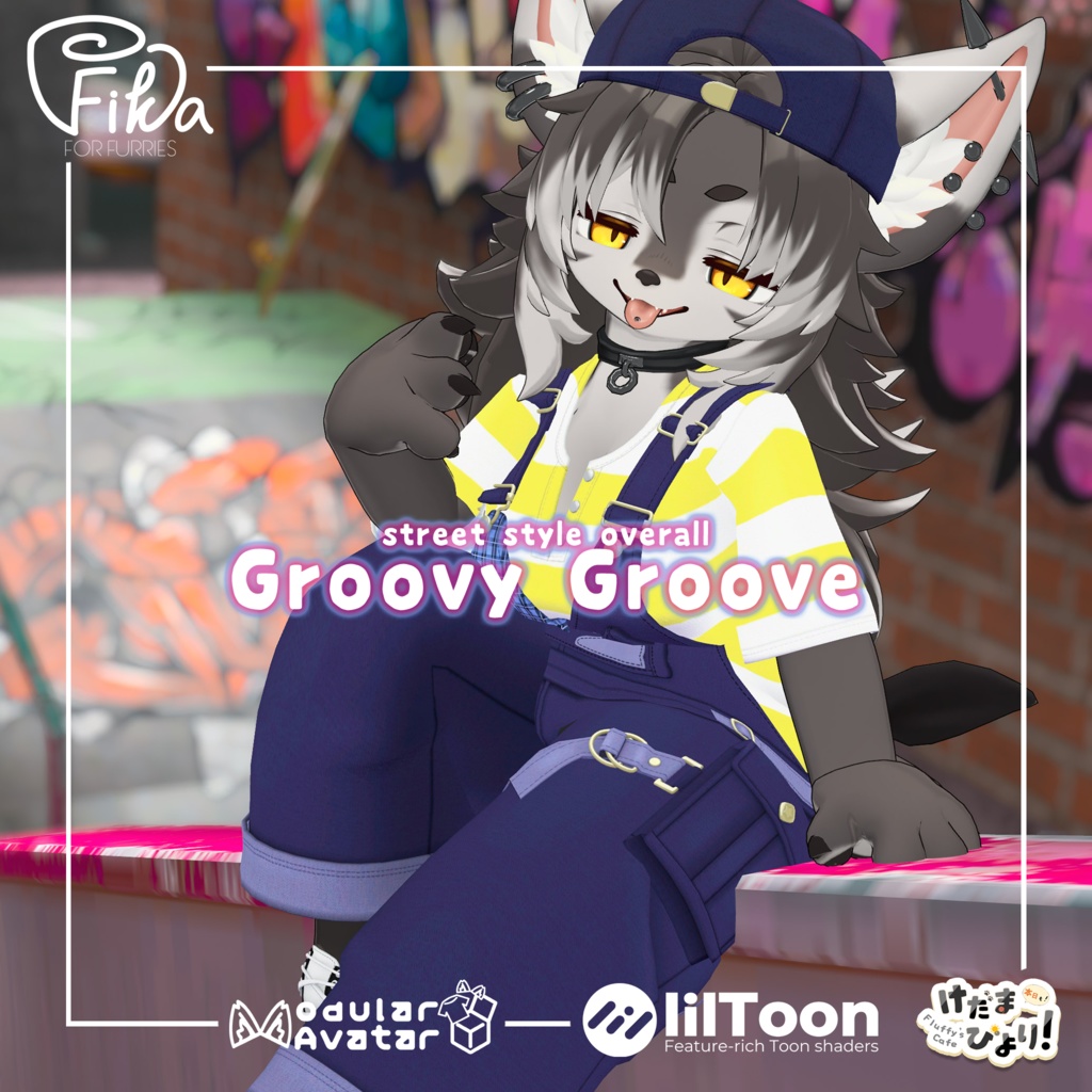 【VRChat想定3Dモデル】ジルちゃん向けオーバーオール「GroovyGroove」 image