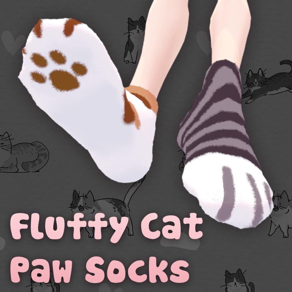 【10アバター対応】Fluffy Cat Paw Socks | ふわふわ猫の足ソックス image