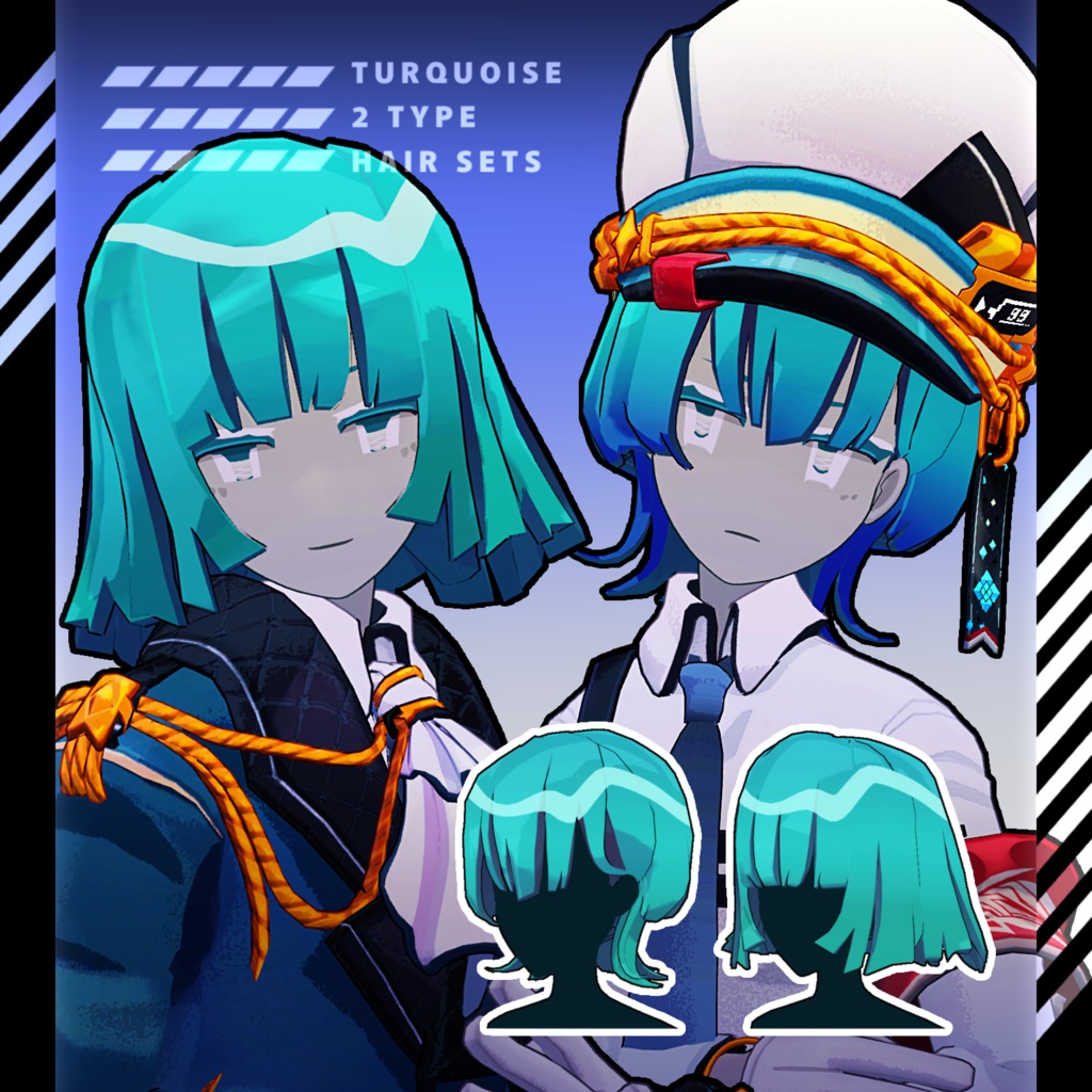 ターコイズ氏向け 2Type Hairsets/2種の髪型セット image