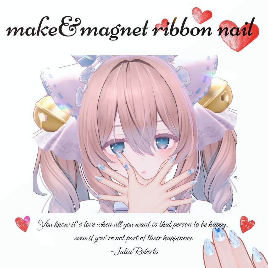 glittery makeup Texture＆magnet ribbon nail♡ image