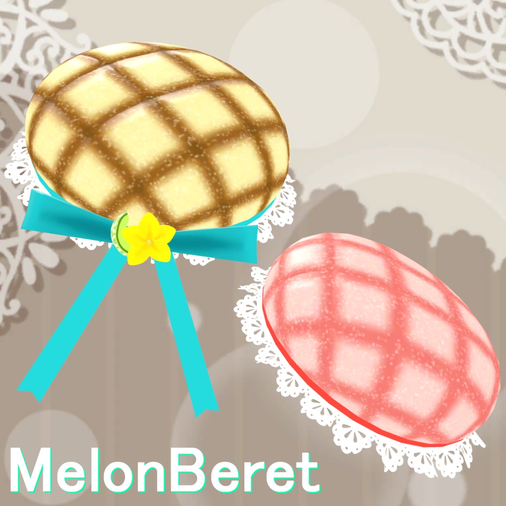 3D model "Lace-trimmed melon bread beret" available in 5 colours image