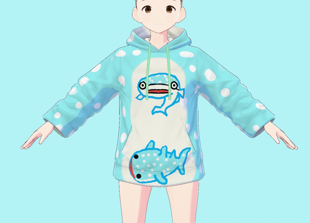 {無料}ジンベイザメのパーカー　whealshark(vroid) image