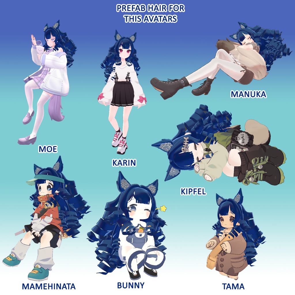 Curls hair Waves prefab for VRCHAT image